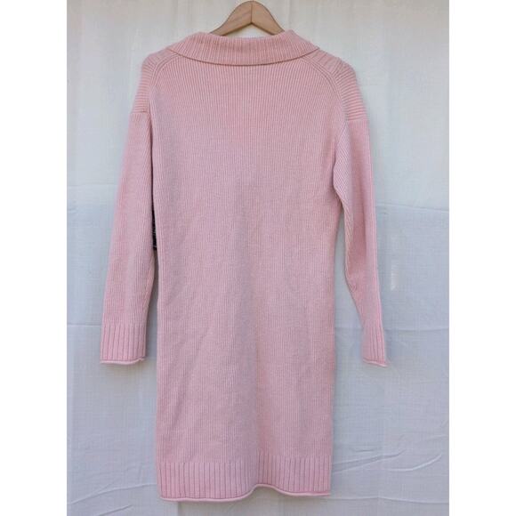 Boston Proper Women's Half Zip Sweater Dress Sz Small Blush Pink Ribbed Cozy - Picture 5 of 9